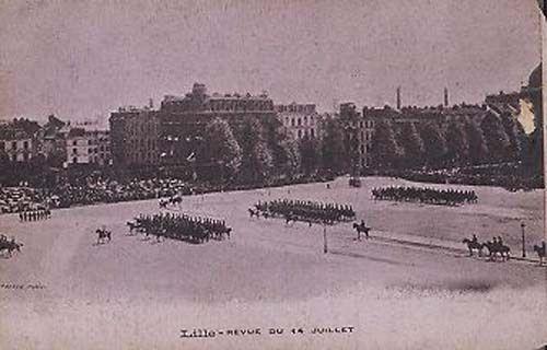 Lille France French Army  Military Procession Antique 14th July Postcard