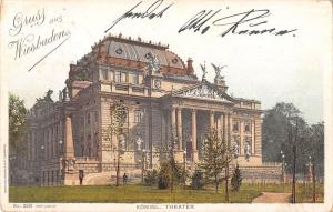 BG19676 gruss aus wiesbaden konigl theater germany litho