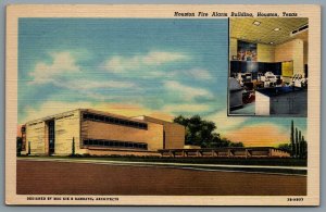 Postcard Houston TX c1947 Houston Fire Alarm Building Architects MacKie Kamrath