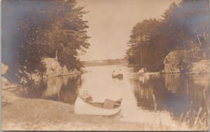 Lake Placid NY New York Canoe Boat Unused RPPC Real Photo Postcard E26