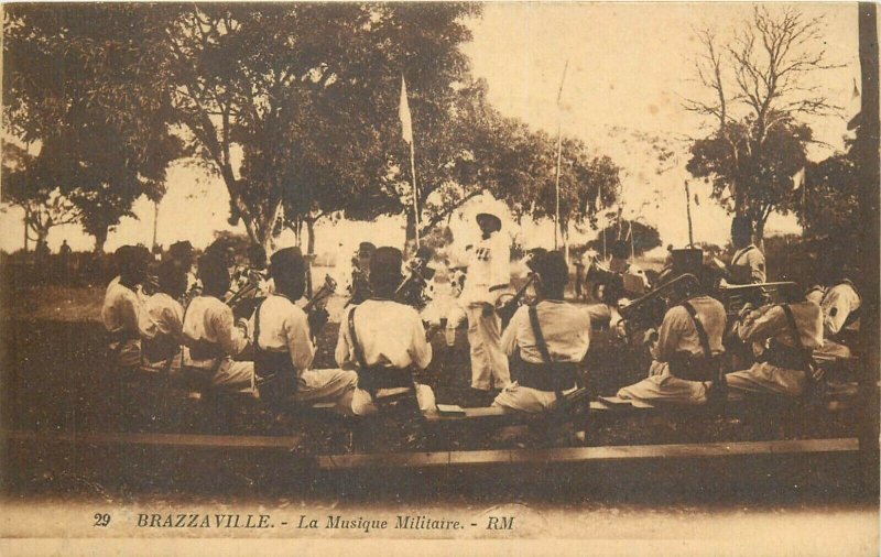 French Congo Brazzaville native military music band vintage postcard 