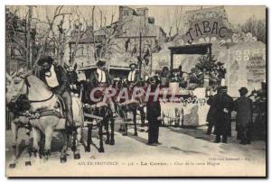 Old Postcard Folklore Aix en Provence Corso Chariot of joke Tobacco Horses Ca...