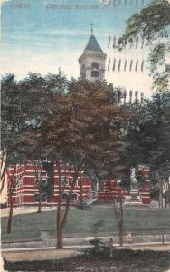 Kingston New York~City Hall~Lady Standing by Street~1914 Postcard