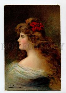 3134564 Lady w/ LONG HAIR in White by Angelo ASTI vintage PC