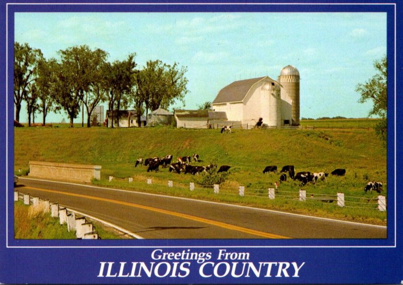 Illinois Greetings Showing Farmland Scene