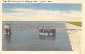 Ogallala Nebraska~Lake McGonaughy & Kingsley Dam~1940s Postcard