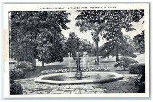 c1950's Memorial Fountain In Wilcox Park Westerly Rhode Island RI Postcard