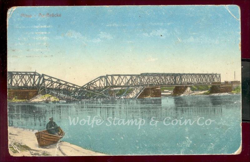 1923 Postcard Bridge Collapse at Jelgava (Mitau) Latvia  Latvian Stamp B1552