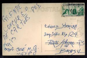 1958 Mexico Real Picture RPPC Postcard Cover to Brazil Ciudad Acuna park Palace