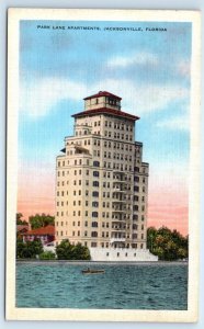 JACKSONVILLE, Florida FL ~ Roadside PARK LANE APARTMENTS 1940s Linen Postcard