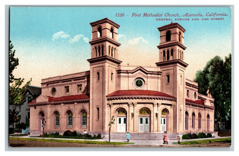 First Methodist Church Alameda California Vintage Standard View Postcard