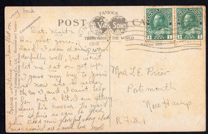 Ontario KINGSTON St. George's Cathedral - pm1919 - Valentine & Sons Divided Back