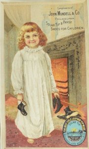 John Mundell & Co Solat Tip & Pansy Children's Shoes Girl Gown Fireplace *I