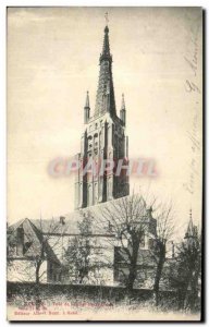 Old Postcard Bruges Tower of Notre Dame Church