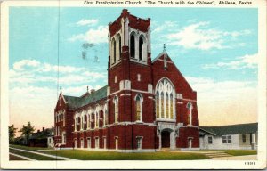 Vtg 1930s First Presbyterian Church Abilene Texas TX Linen Postcard