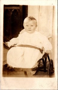 RPPC Baby in Stroller, Bridgeport OH c1915 Vintage Postcard U75