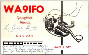 1964 QSL Radio Card Springfield Illinois Wa9IFO James S. Ott Posted Postcard