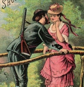 1880s L. Haberstroh Lock Haven Reynolds Bros. Fine Shoes Guy Kissing Girl P230