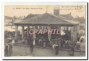 Brou Old Postcard Les Halles market calves TOP