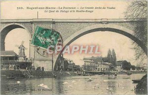Old Postcard Nogent sur Marne Nogent La Grande Arche The Viaduct Quay Hauling...