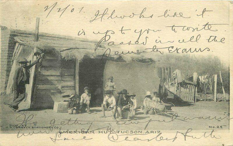 Corbett Mexican Hut Tucson Arizona 1908 Postcard undivided 5650