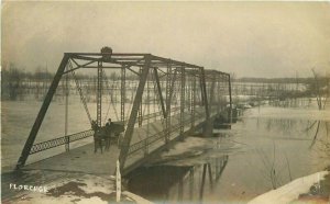 Michigan Florence C1910 Steel Girder Bridge Scoville RPPC Photo Postcard 22-2562