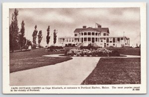 Cape Cottage Casino On Cape Elizabeth Portland Harbor Maine Flower View Postcard