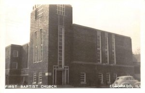 RPPC First Baptist Church, Eldorado, Illinois Saline Co. c1950s Vintage Postcard
