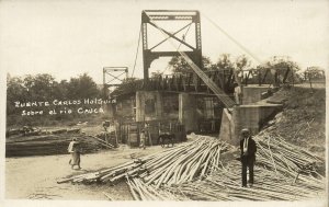 colombia, CALI, Cauca, Puente Carlos Holguin sobre el Rio Cauca (1910s) RPPC