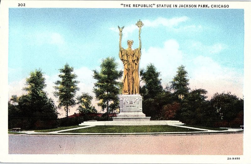 Postcard MONUMENT SCENE Chicago Illinois IL AI2859