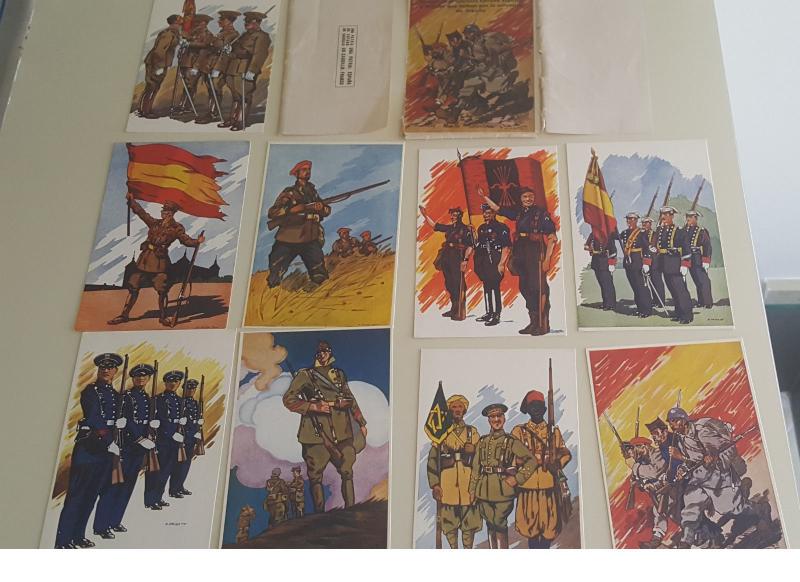 Mint Spain Civil War Postcard set 9 Saviors of the Nation Fascist Army