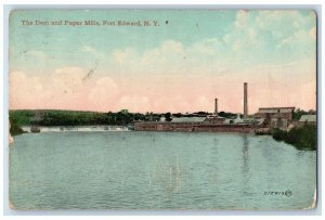 1912 The Dam And Paper Mills Fort Edward New York NY Posted Antique Postcard