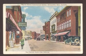 CHICOUTIMI QUEBEC CANADA DOWNTOWN STREET SCENE OLD CARS VINTAGE POSTCARD