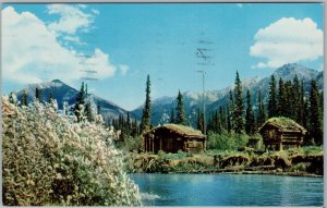 Alaska Fur Trapper's Cabin Postcard Lew Williams Chevrolet Advert Eugene OR H83