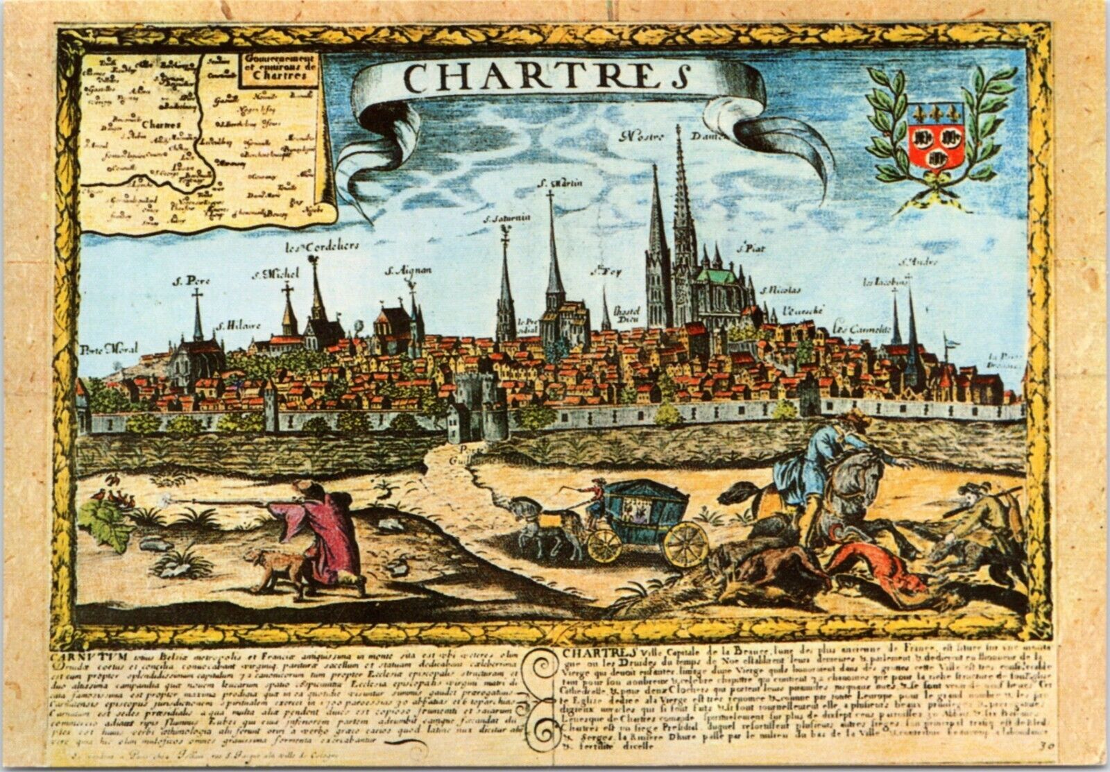 Postcard France Map - The Marvels of Chartres from an 18th century ...
