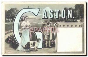 Old Postcard Gaston Surname Child Dog