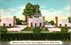 Linen Postcard Glenora Courts at the Y Loop Highway 81-77 in Waco, Texas