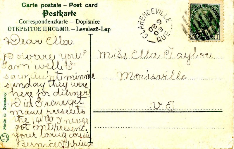 Canada - Quebec, Clarenceville. General Greeting