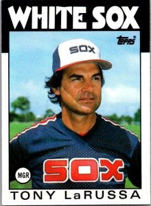 1986 Topps Baseball Card Tony LaRussa Manager Chicago White Sox sk2604