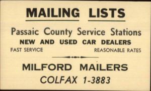 Passaic County Service Stations Milford Mailers Colfax Postal Card