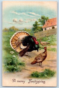 Winslow New Jersey NJ Postcard Thanksgiving Turkey Scene Field Embossed c1910's