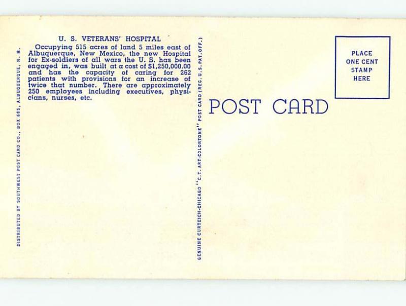 Unused Linen US VETERANS HOSPITAL Albuquerque New Mexico NM J9360