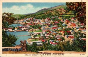 St Thomas City and Waterfront 1937 Curteich