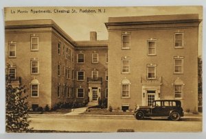 Audubon NJ La Monte Apartments Chestnut St New Jersey c1930s Postcard S11