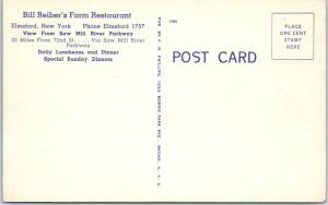 ELMSFORD, New York  NY   Roadside BILL REIBER'S FARM RESTAURANT  1940s Postcard*