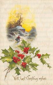 silk postcard Christmas Writing on back 