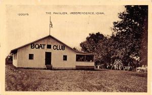 Independence IA Lawn Swings by Boat Club~Crowded Pavilion c1908 Cream Postcard
