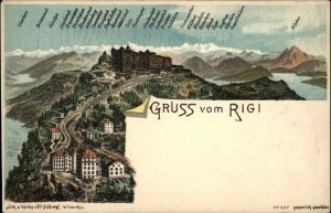 GRUSS VOM RIGI SWITZERLAND Village and Mountains c1910 Postcard