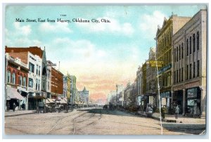 1909 Main Street East From Harvey Shops Cars Oklahoma City Oklahoma OK Postcard