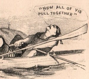 1880s J. Messenger's Milk & Butter Depot Comical Boat Rowing Scene Lot Of 4 F162